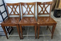 3 WOODEN BAR CHAIRS