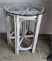 GLASS TOP BAMBOO TABLE