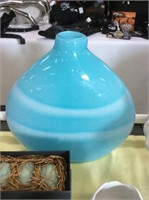 Blue art glass vase