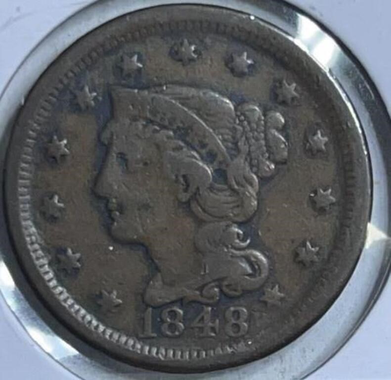 1848 Large Cent VF Small Date