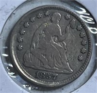 1857 Seated Half Dime F