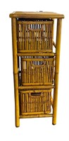 Bamboo Rattan Drawer Stand
