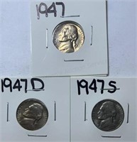 1947PDS Jefferson Nickels