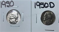 1950PD Jefferson Nickels