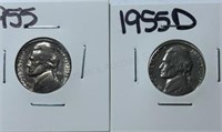 1955PD Jefferson Nickels