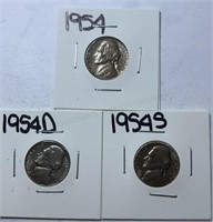 1954PDS Jefferson Nickels