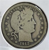 1912S Barber Quarter VG Better Date