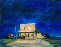 Robert Thompson "Roadside Saloon" Oil on Canvas