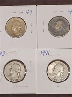 4 SILVER WASHINGTON QUARTERS