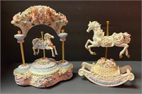 2 Large Carousel Horse Music Boxed