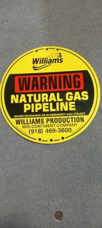 Aluminum warning natural gas pipeline sign