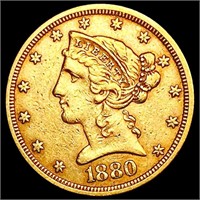 1880 $5 Gold Half Eagle CHOICE BU