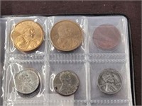 BOOKLET OF ASSORTED COINS, DOMESTIC AND FOREIGN