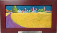 Jeanne Aisthorpe-Smith, oil pastel, 12 x 24", Farm