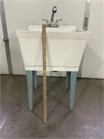 34" tall laundry tub on legs. With LDR faucet.
