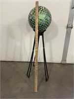 36" tall grazing ball. Blue and green colored.