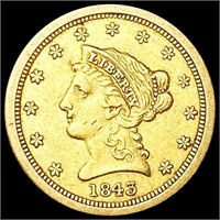 1843-O $2.50 Gold Quarter Eagle NICELY CIRCULATED