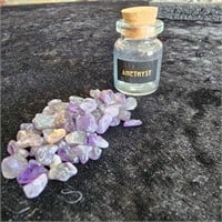 Amethyst Pebbles in Small Glass Jar