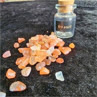 Red Agate Pebbles in a Small Glass Jar