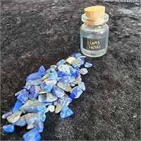 Lapis Lazuli Pebbles in Small Glass Jar