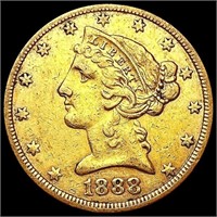 1888-S $5 Gold Half Eagle CLOSELY UNCIRCULATED