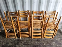 8 LADDERBACK SLAT BOTTOM CHAIRS