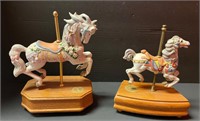 2 Collectible Porcelain Horse Musicboxes
