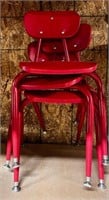 3 Red preschool chairs Like new