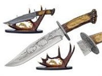 NEW 15 Bear Bowie Knife with Antler Display