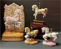 4 Porcelain Carousel Horse Figurines