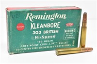 (20rds) Vintage Remington 303 British 180gr Ammo