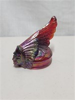 Indian Chief Head Red Iridescent Hood Ornament