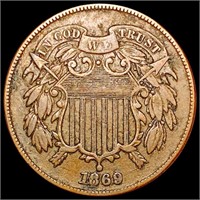 1869 Two Cent Piece NEARLY UNCIRCULATED