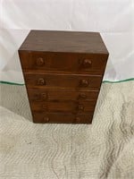Five Drawer Wooden Chest with Contents