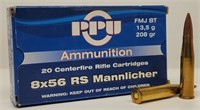 (20 rds) PPU 8x56 RS Mannlicher FMJ BT Cartridges