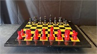 Chess Set, red & black pieces