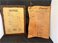 Vintage Menus- Wooden, Leather