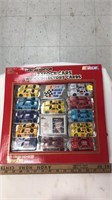 12 stock cars with collector cards scale 1/64