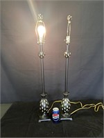 Pair of Black and Cream painted Lamps
