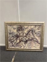 Horses oil on canvas by Schuster