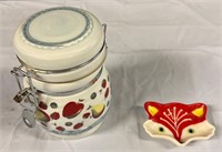 Ceramic jar and ceramic Fox dish