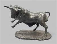 20th CENTURY CAST BRONZE BULL SCULPTURE