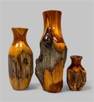 (3) DIXIE WAJDIC TURNED FLOWER VASES