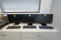 (3) ViewSonic 24" Monitors and (3) Keyboards