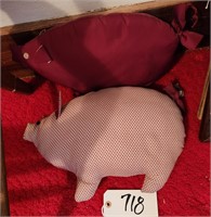 (2) Handmade Stuffed Pigs