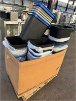 Pallet of office trash cans