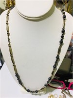 Vintage silver tone metal beads necklace