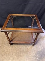 End table- wooden & glass