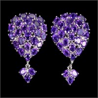 Natural Unheated Oval Amethyst Earrings