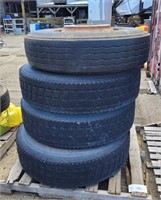 (4) Goodyear Tires w/10-Hole Rims - 295/75R22.5